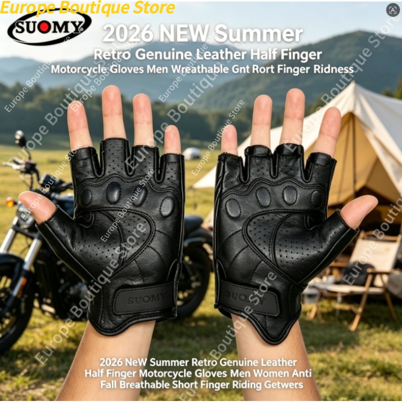 Motorcycle Gear For Woman - Retro motorhandschoenen met halve vingers, echt