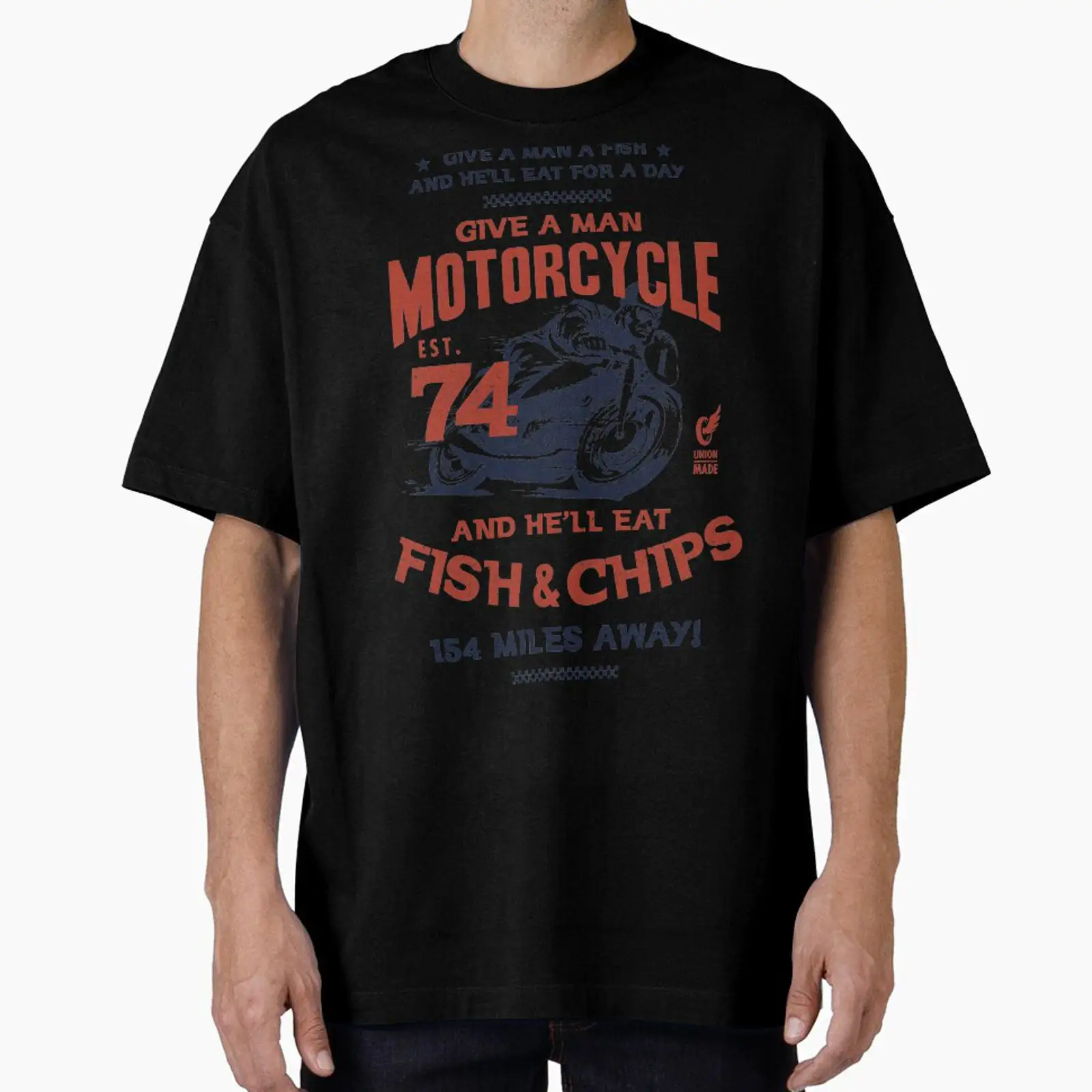 Motorcycle Gear Wash - Fish and Chips Motorfietsontwerp, verkocht door