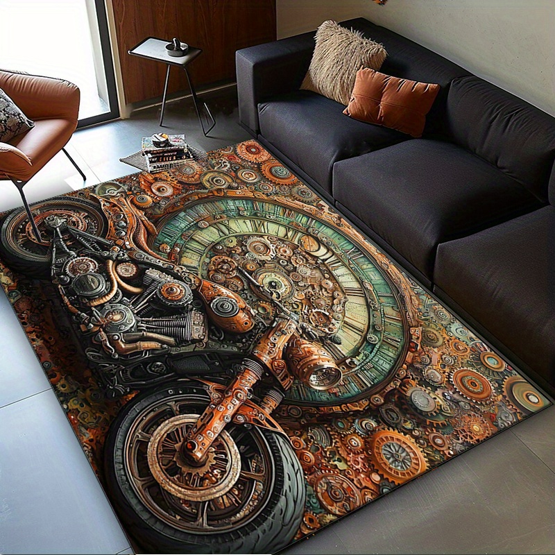 Motorcycle Gear Wash - Steampunk motoruitrusting tapijt voor retro liefhebbers,