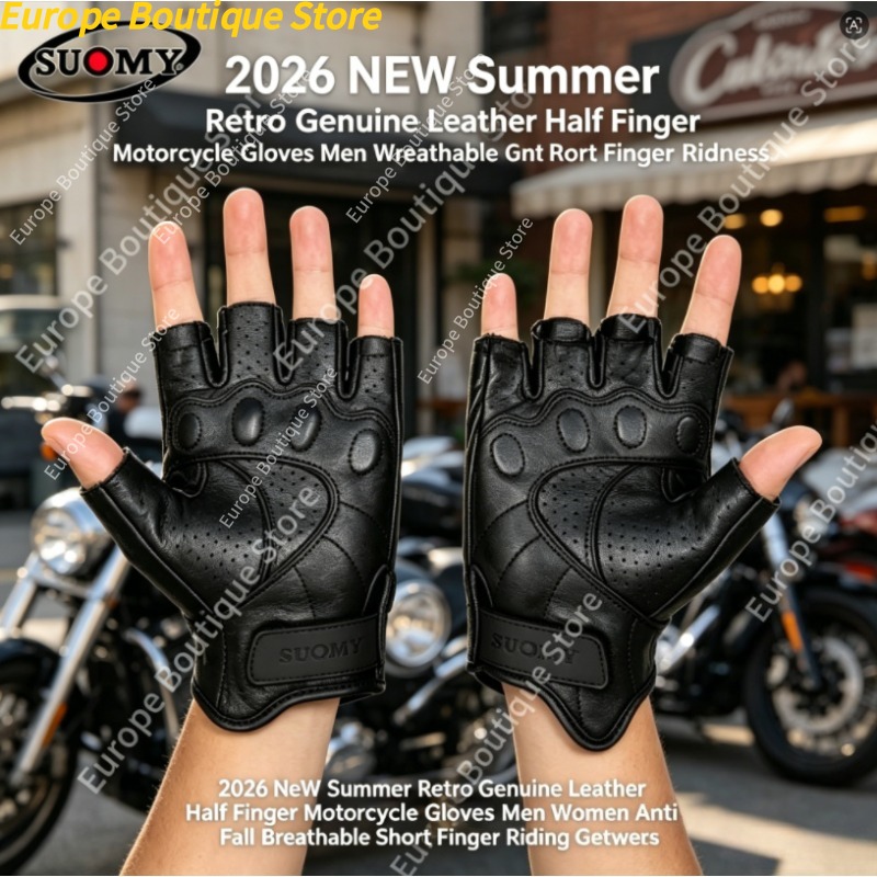 Motorcycle Gear For Woman - Motorhandschoenen met halve vingers, echt leer,