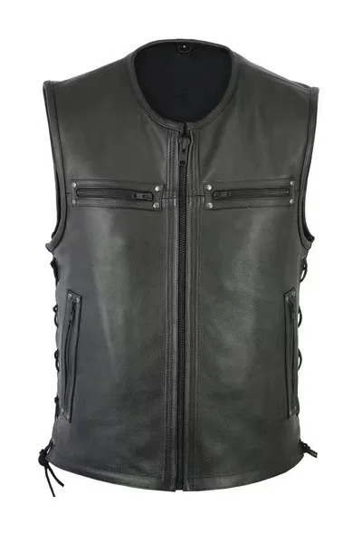 Nieuw effen lederen vest met o - Motorcycle Gear Vest recensie en prijs